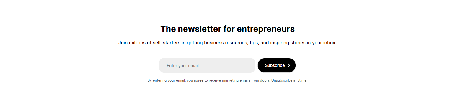 Newsletter Signup @Doola