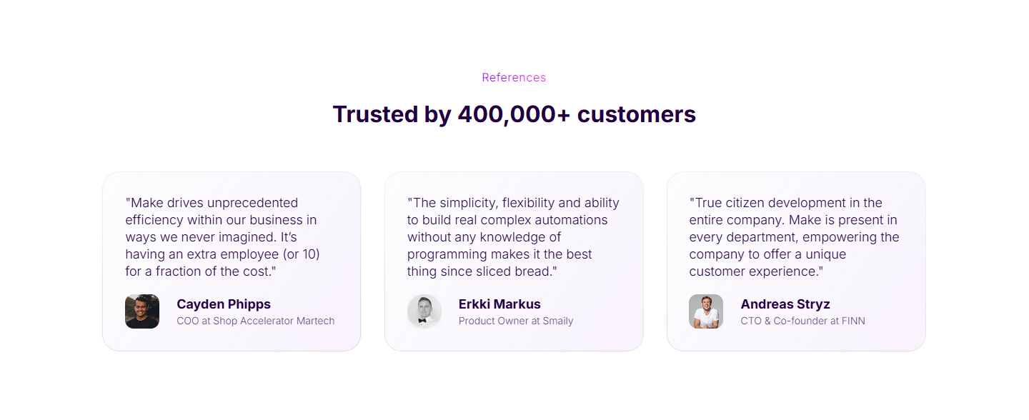 Testimonials Section @Make