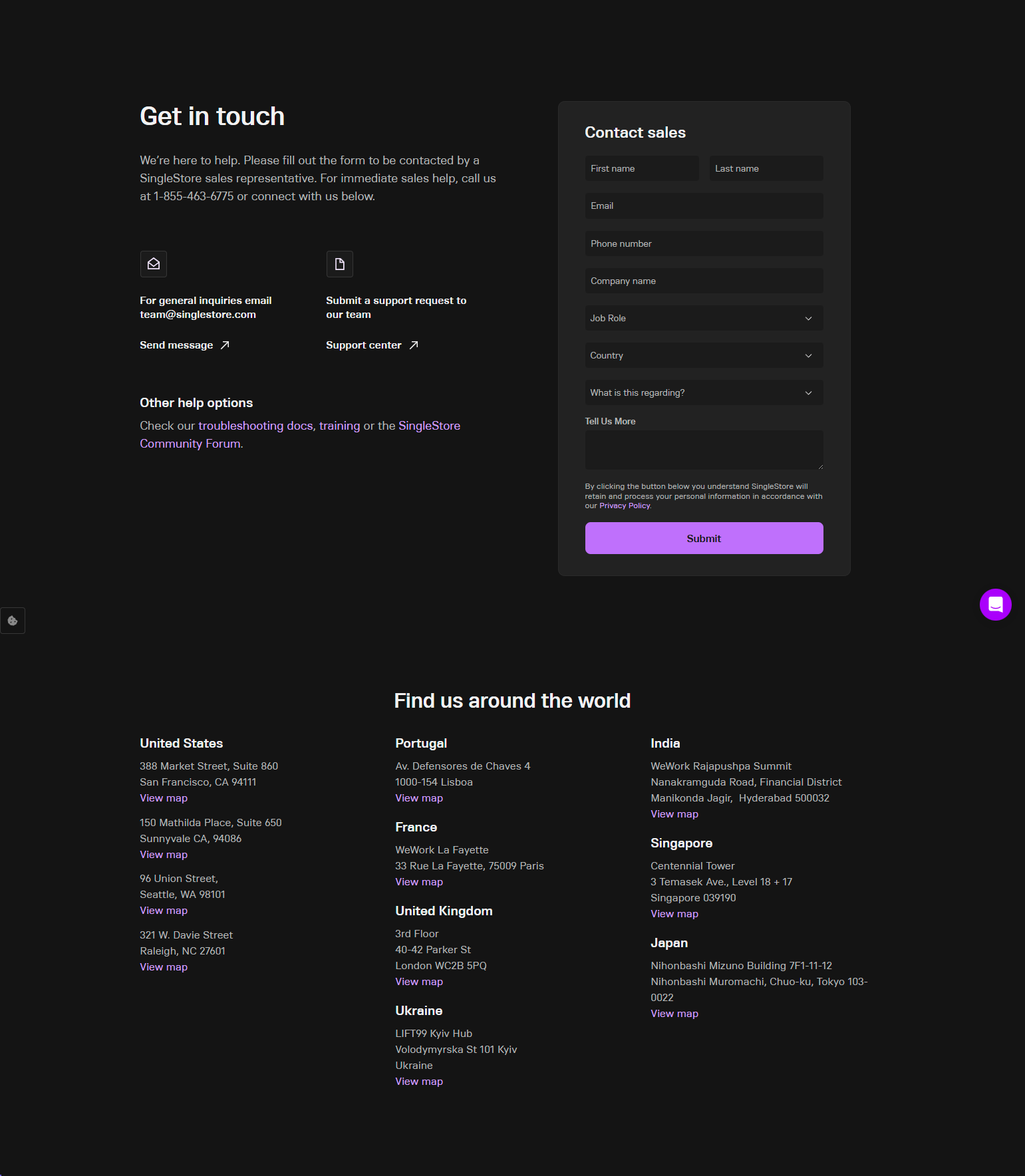 Contact Sales @SingleStore