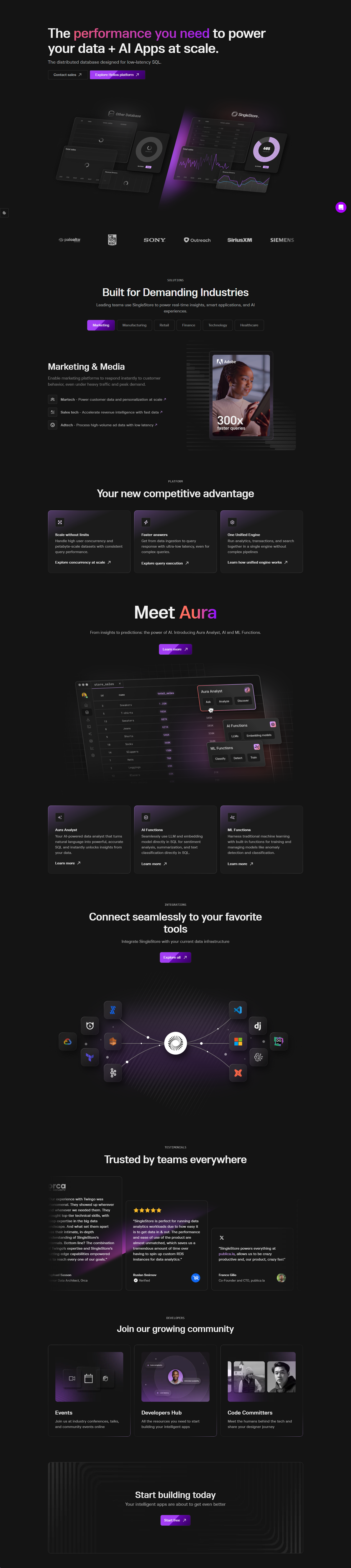 Landing Page @SingleStore