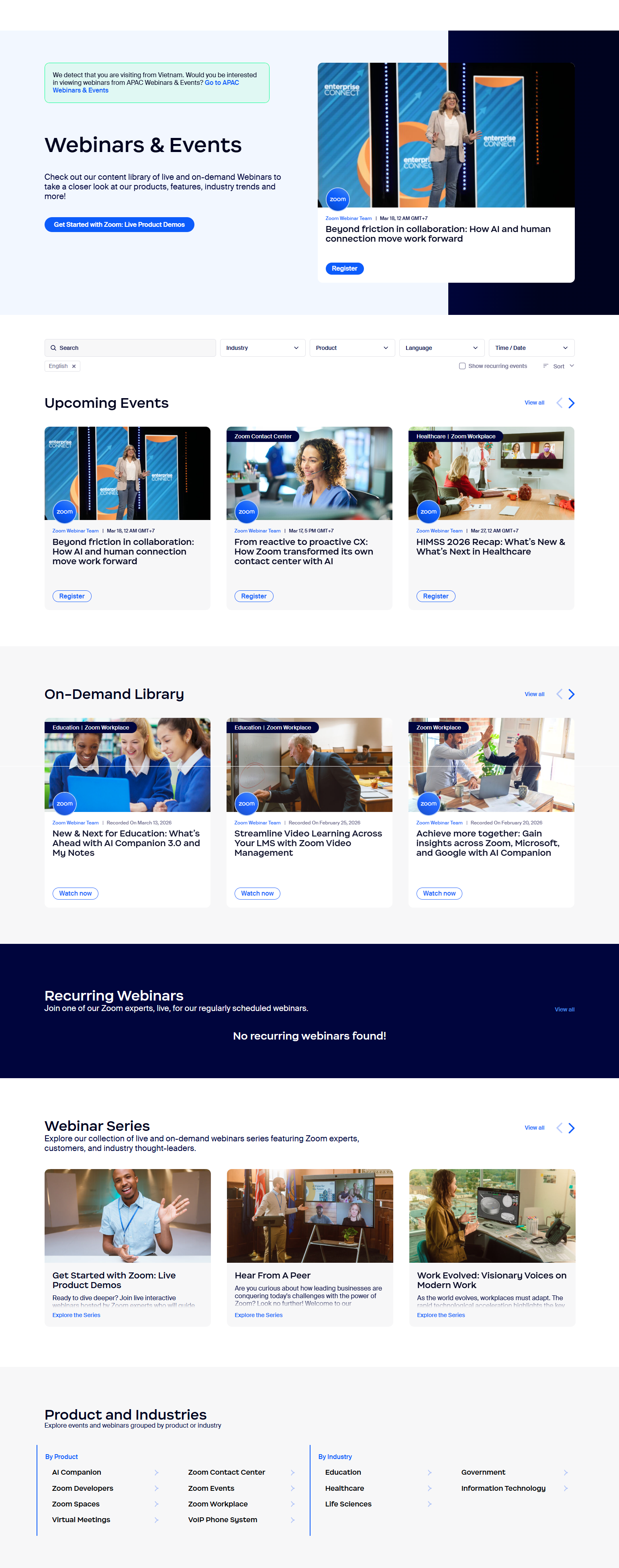 Events / Webinars @Zoom