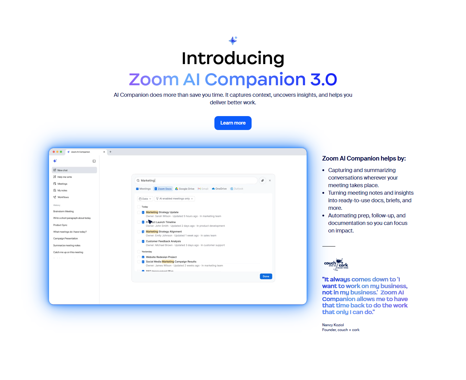 Testimonials Section @Zoom