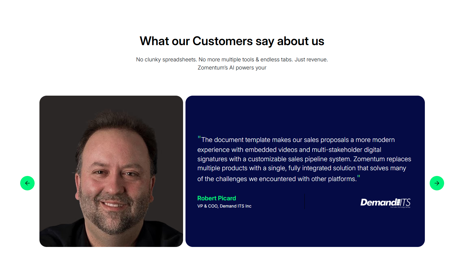 Testimonials Section @Zomentum