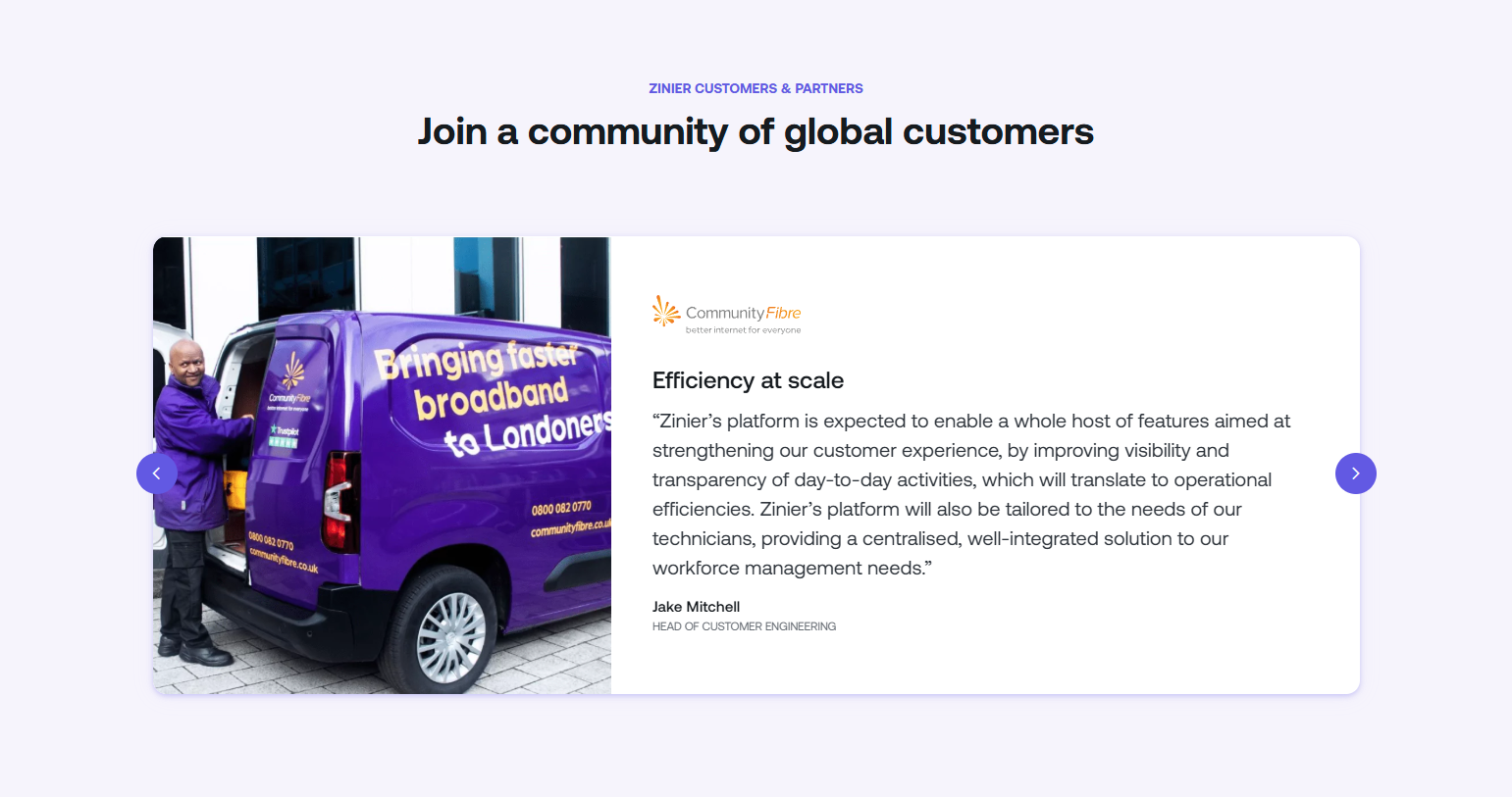 Testimonials Section @Zinier