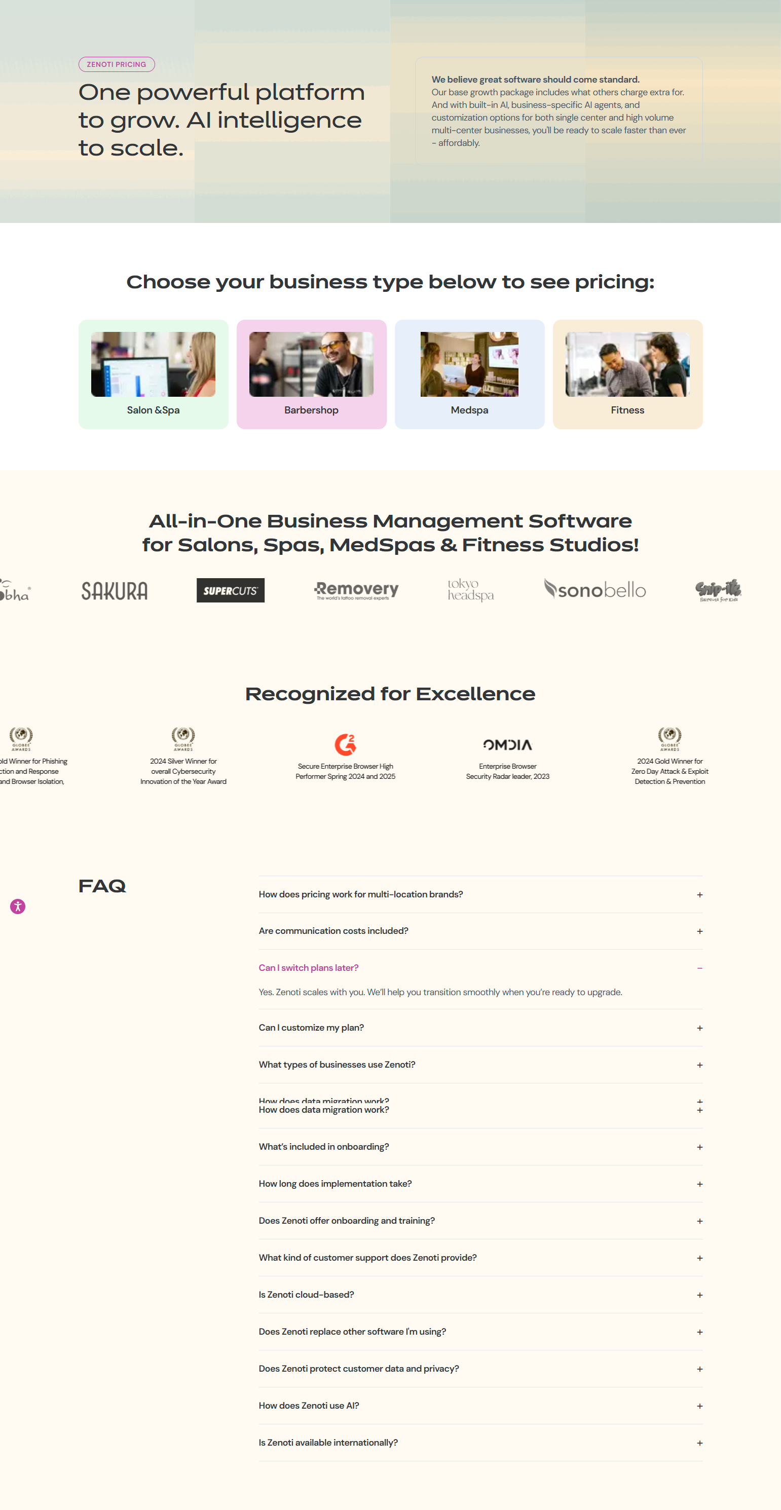 Pricing Page @Zenoti