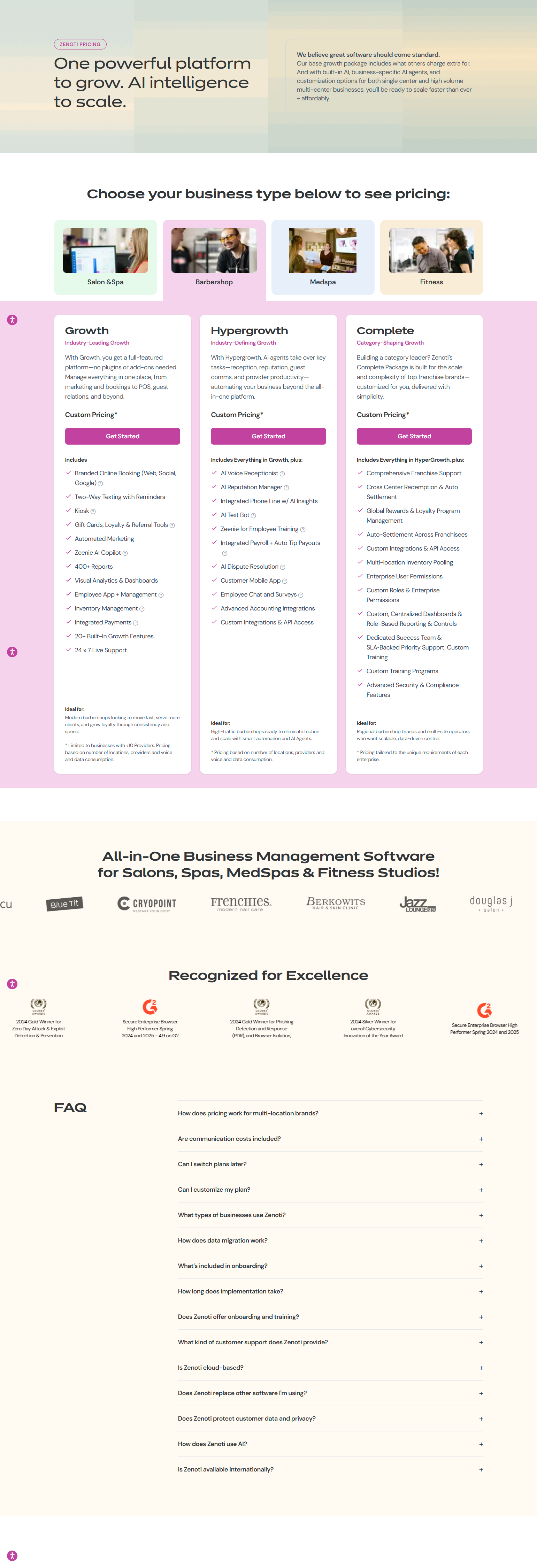 Pricing Page @Zenoti