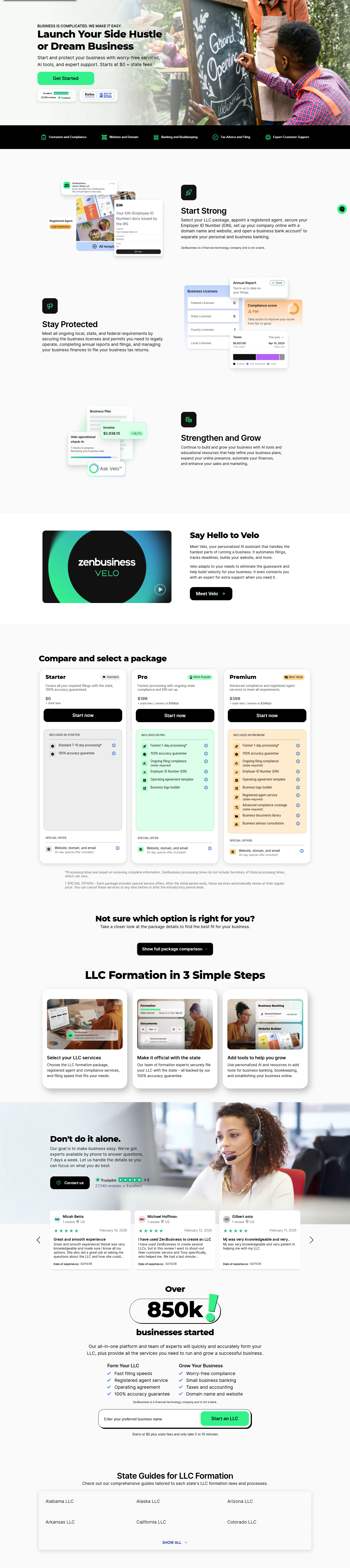 Landing Page @ZenBusiness