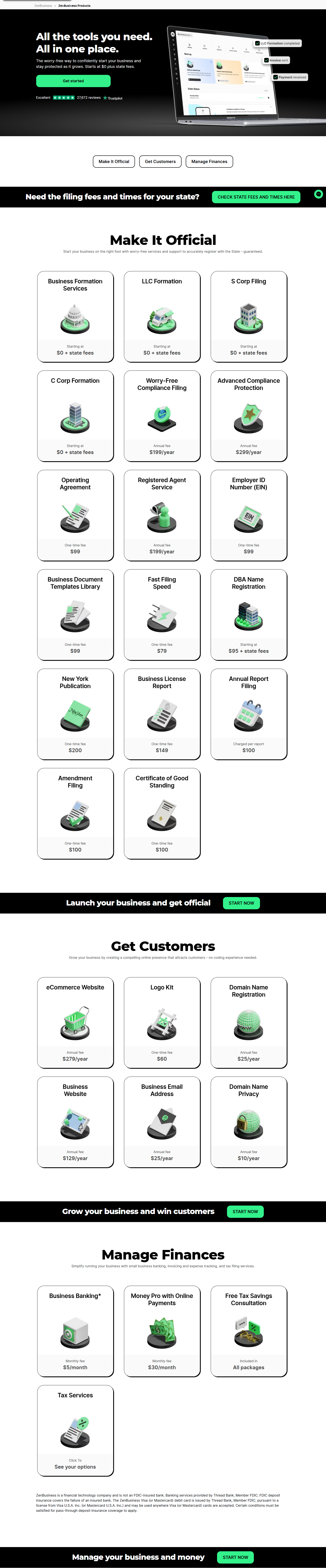 Pricing Page @ZenBusiness
