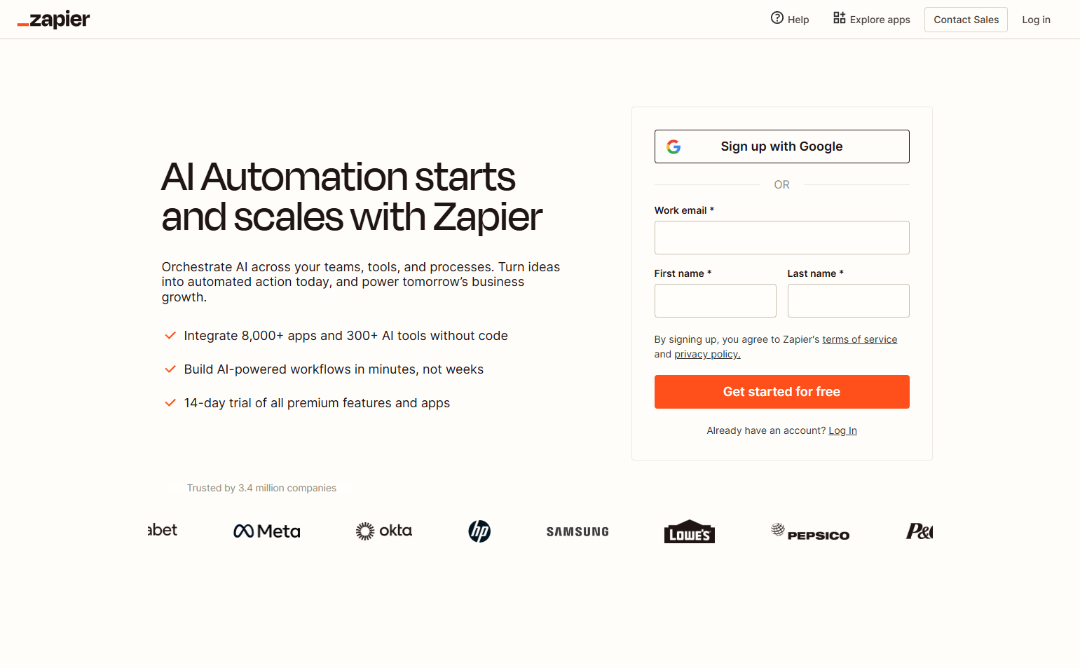Signup @Zapier