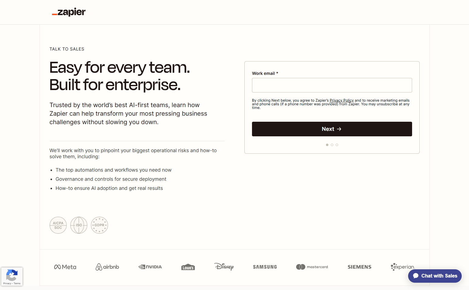 Contact Sales @Zapier