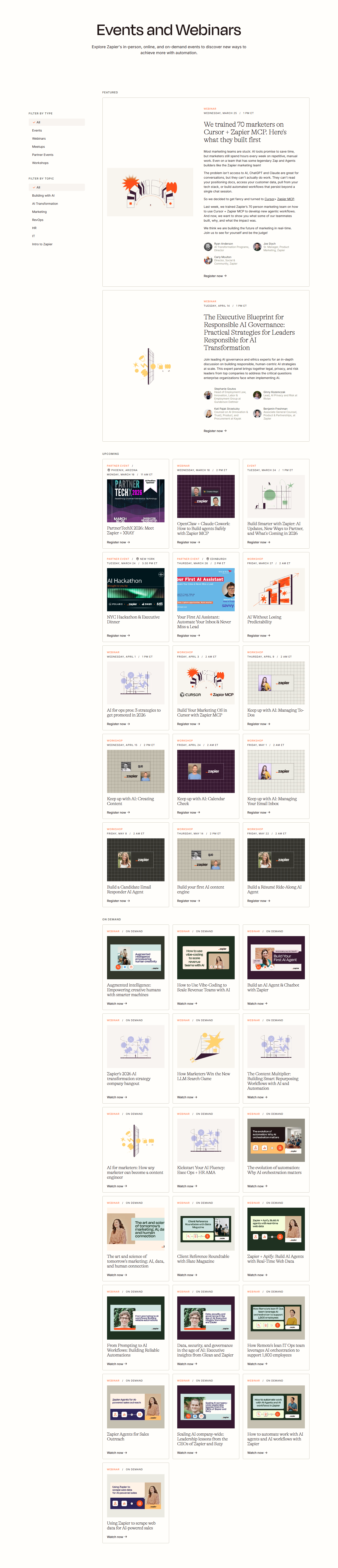 Events / Webinars @Zapier