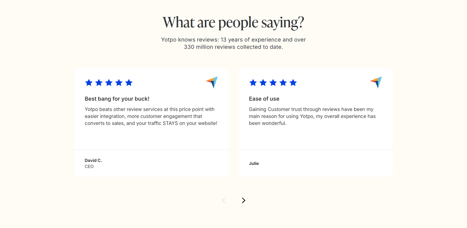 Testimonials Section @Yotpo