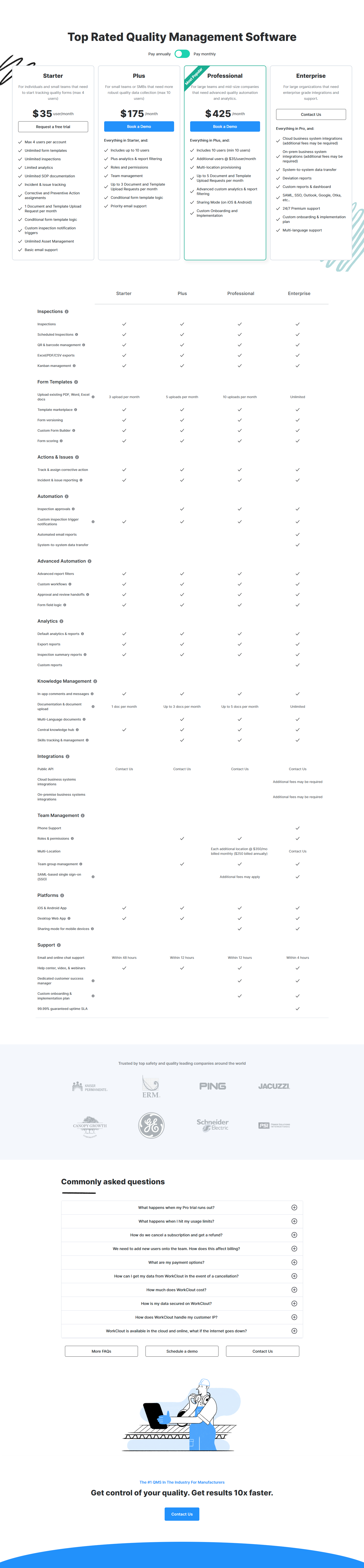 Pricing Page @WorkClout