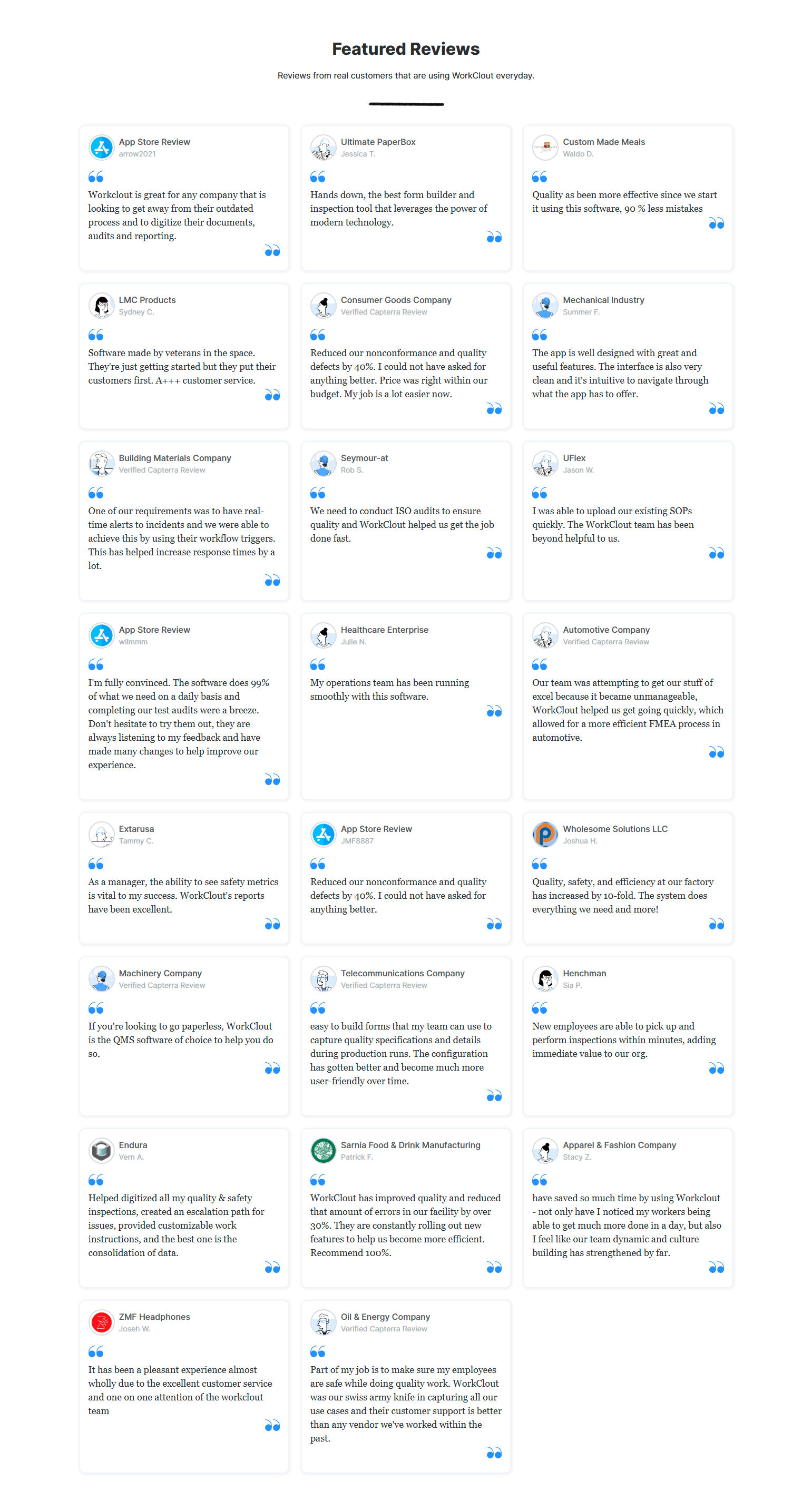 Testimonials Section @WorkClout