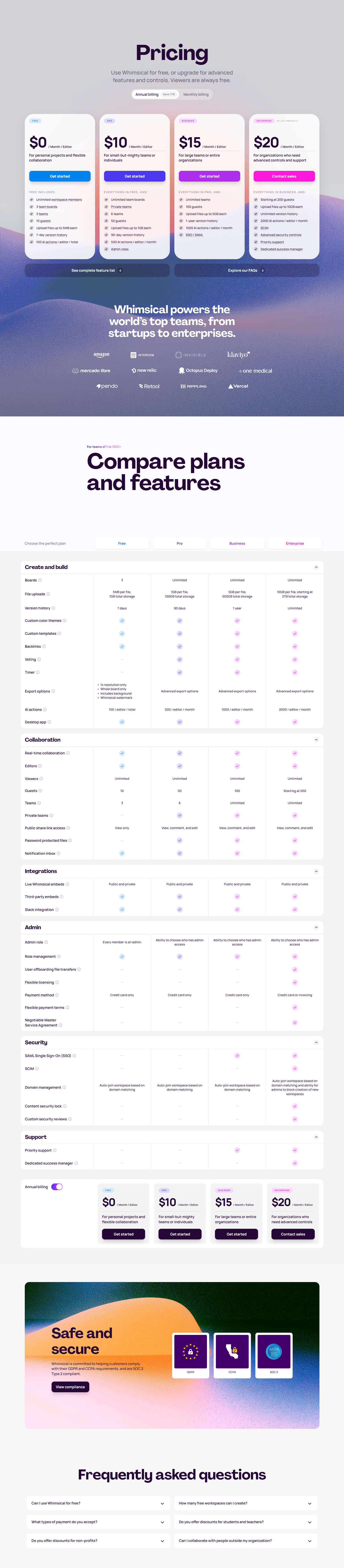 Pricing Page @Whimsical