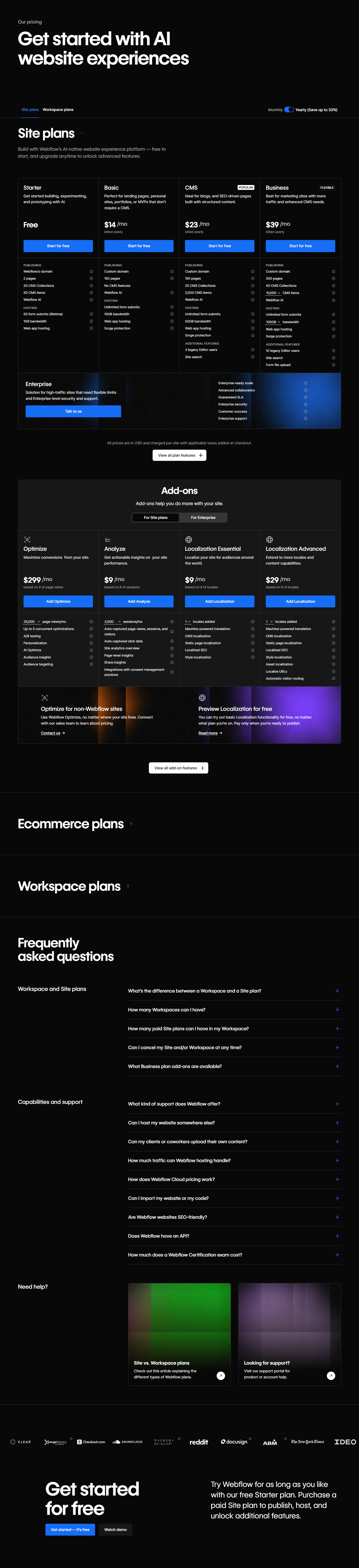 Pricing Page @Webflow