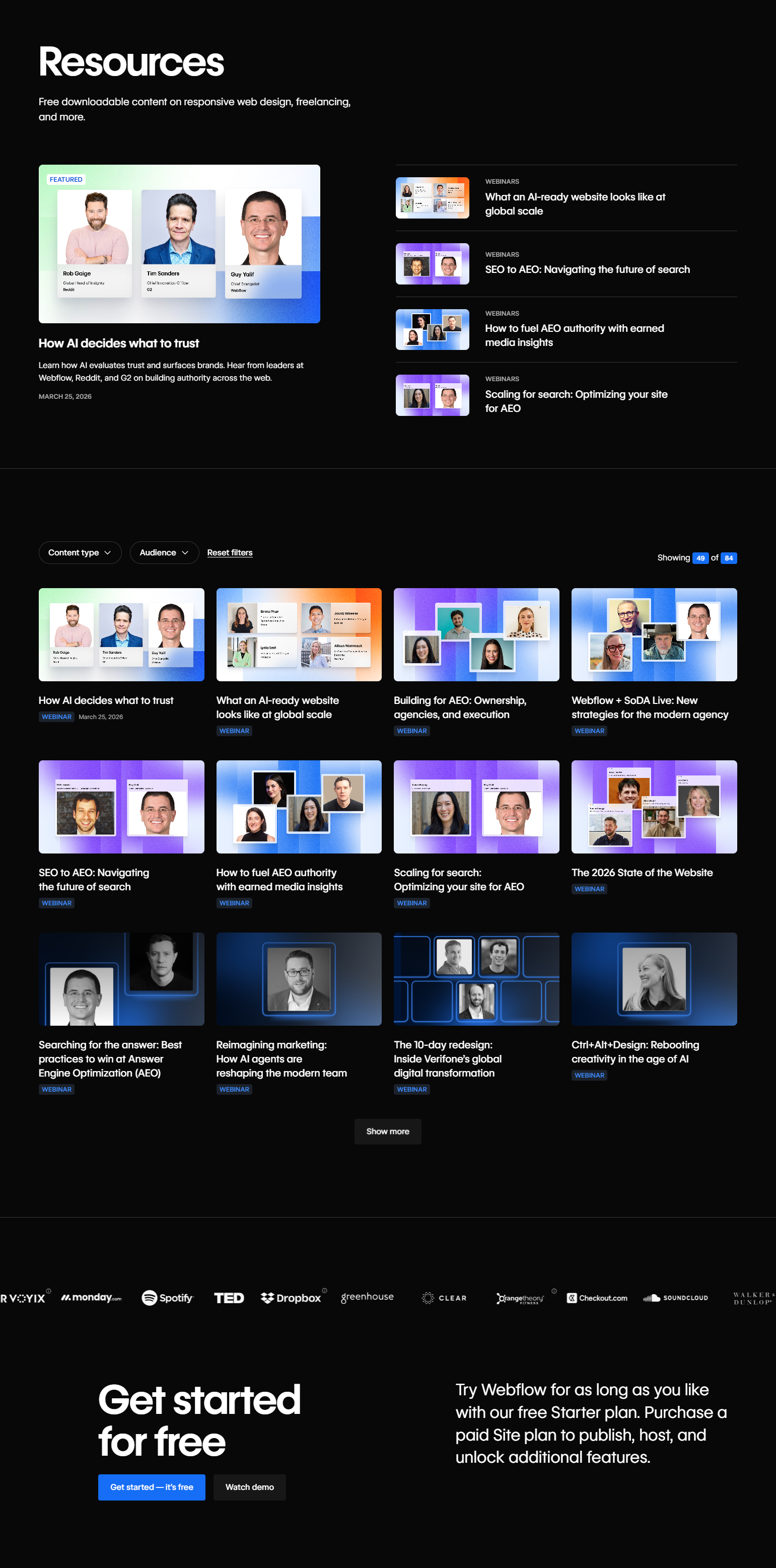 Events / Webinars @Webflow