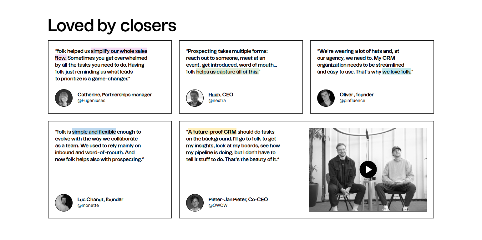 Testimonials Section @folk