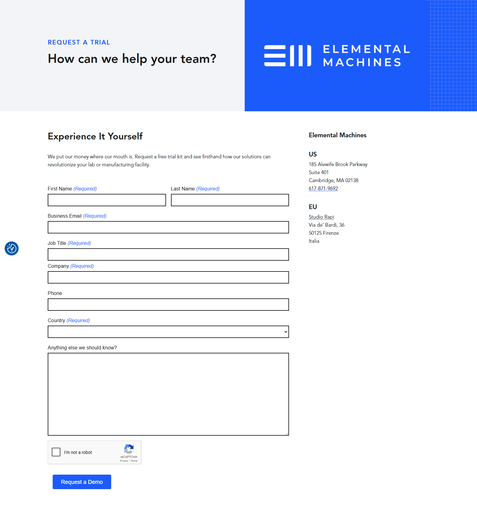 Contact Sales @Elemental Machines