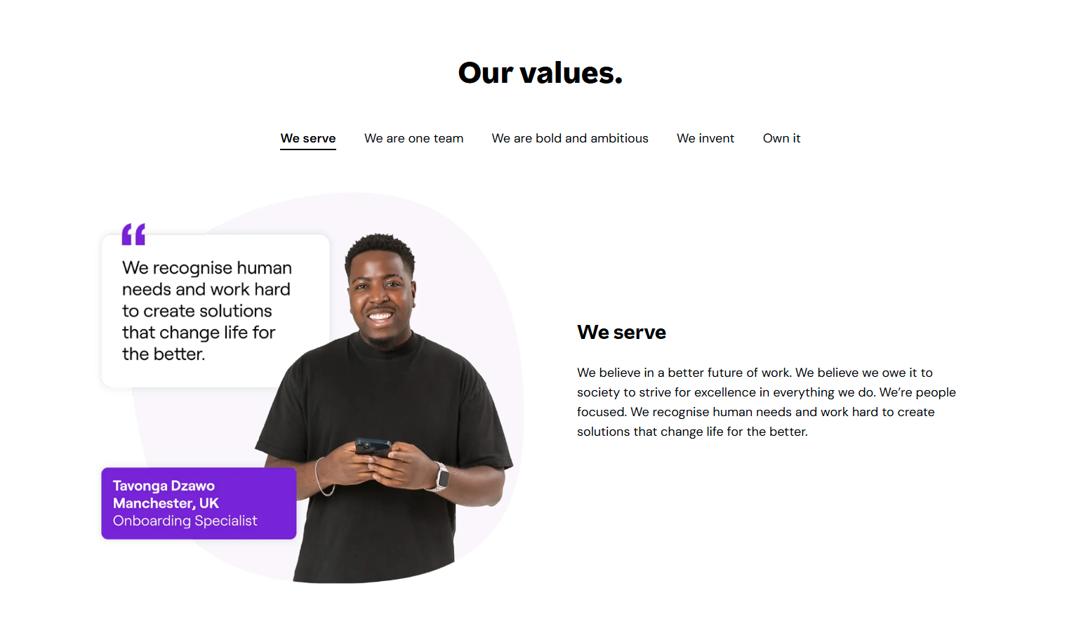 Testimonials Section @Employment Hero