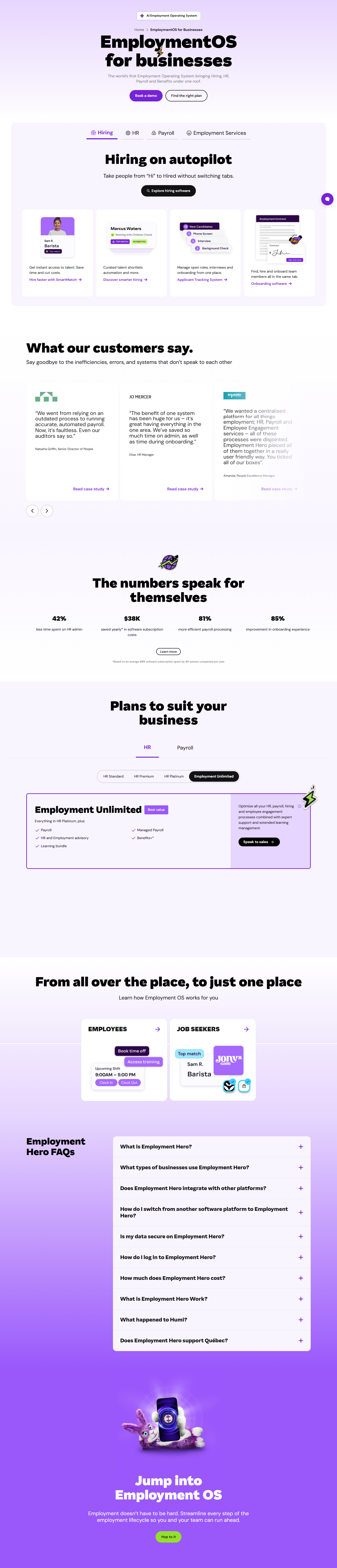 Product Page @Employment Hero