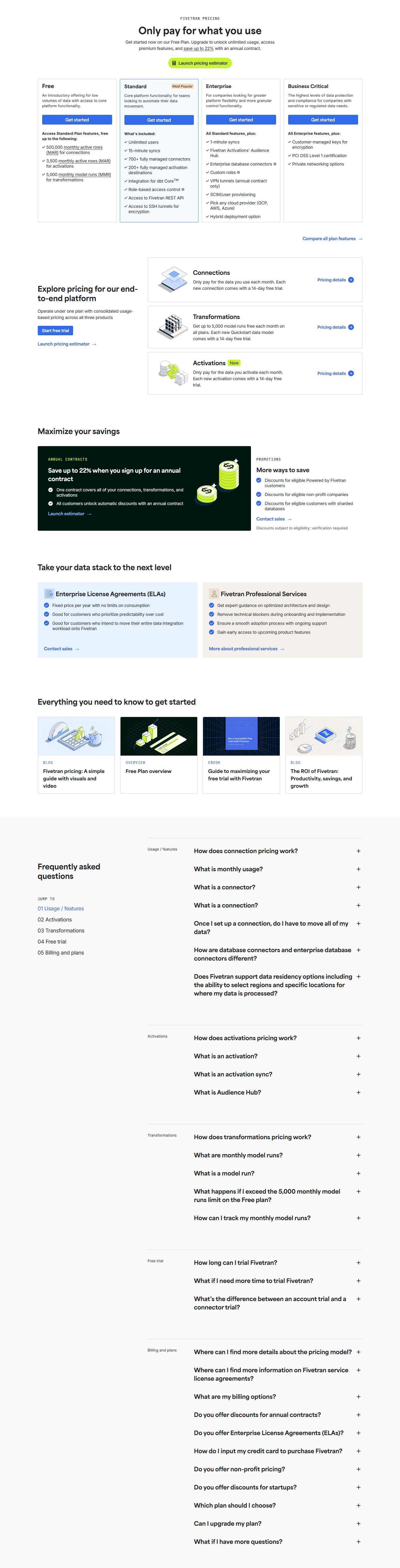 Pricing Page @Fivetran