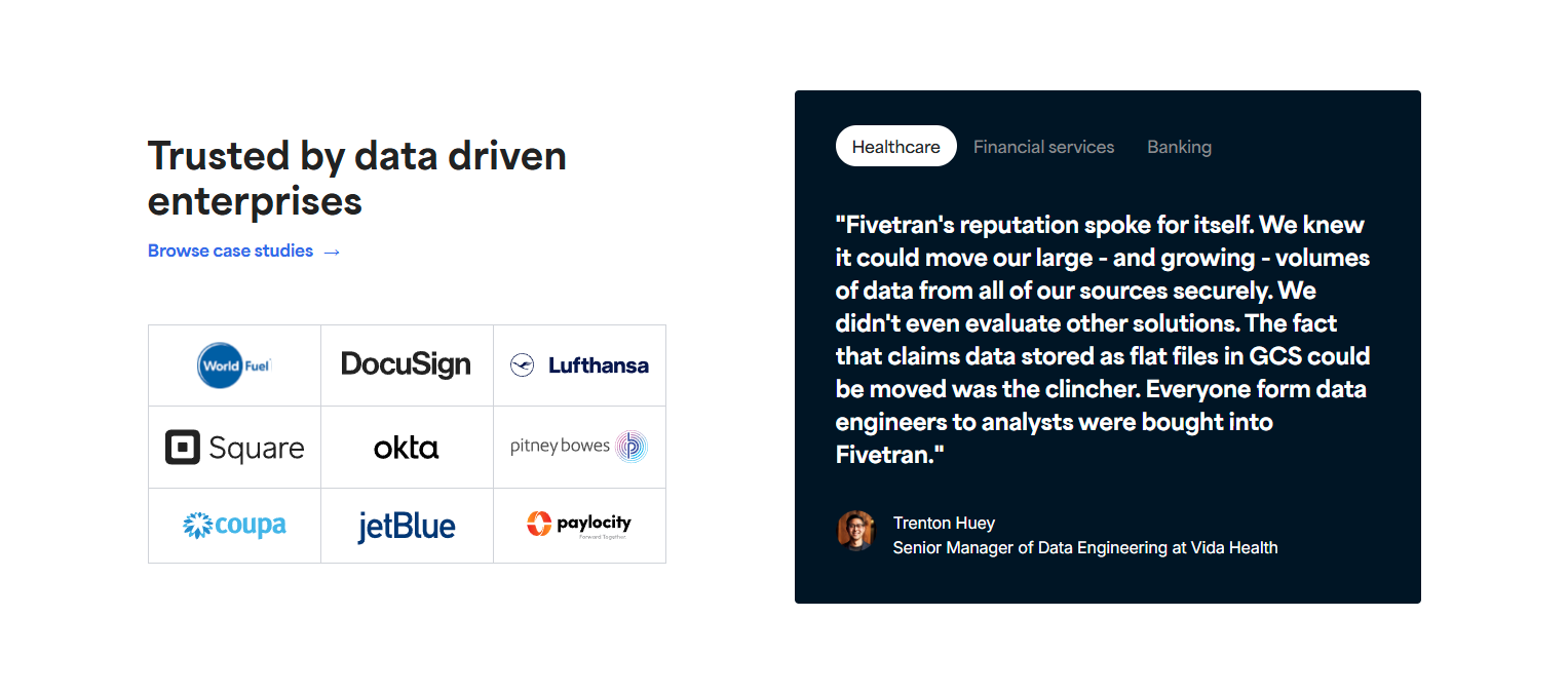 Testimonials Section @Fivetran