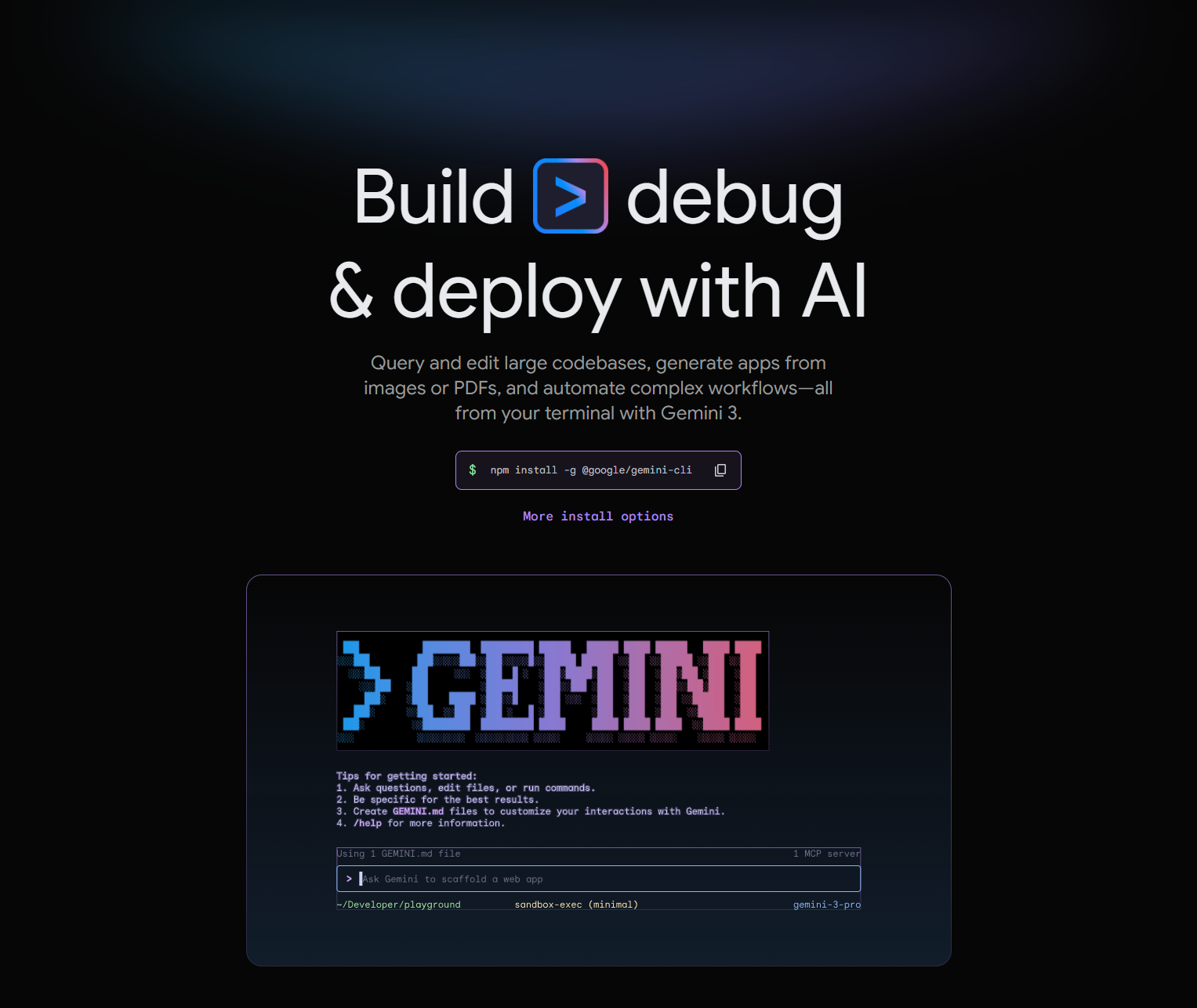 Landing Page @Gemini CLI