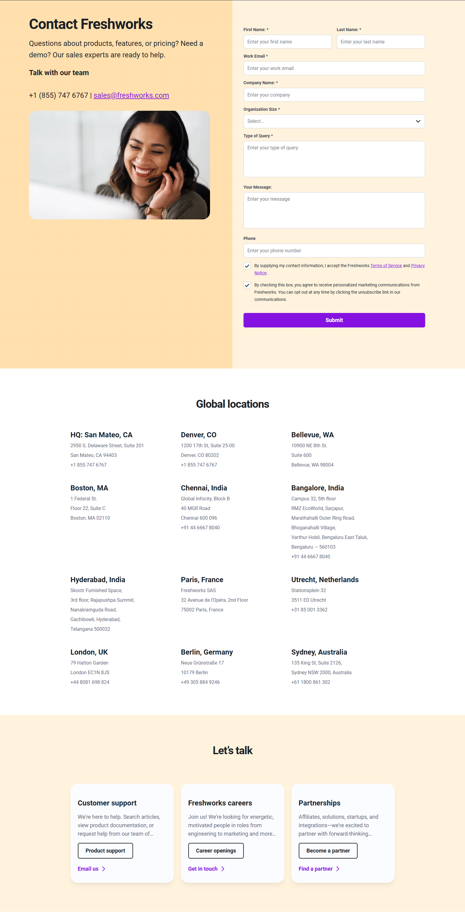 Contact Sales @Freshworks