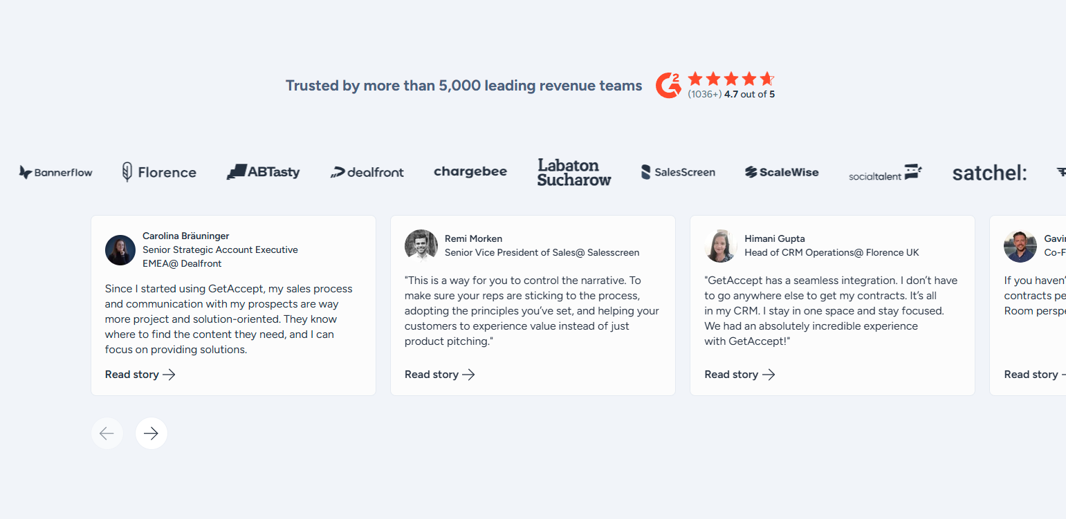 Testimonials Section @GetAccept