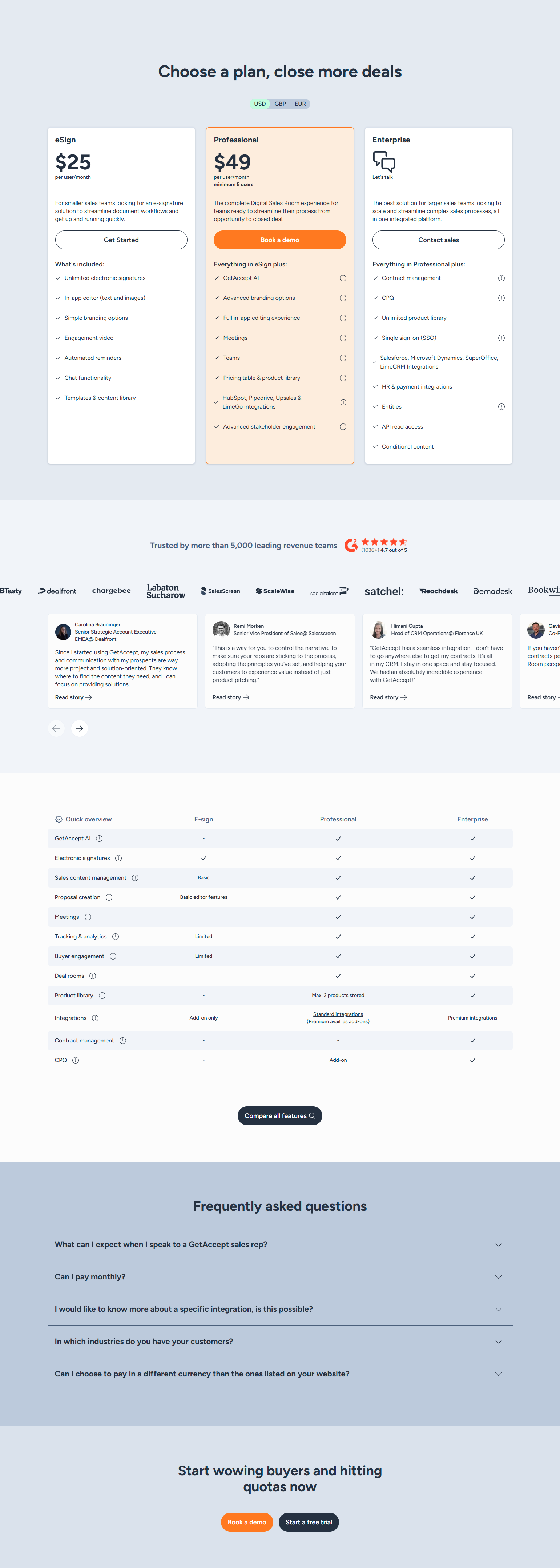Pricing Page @GetAccept
