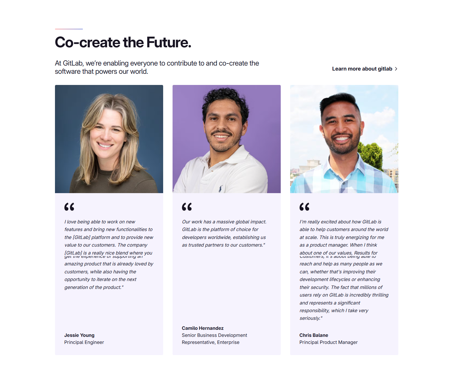 Testimonials Section @GitLab