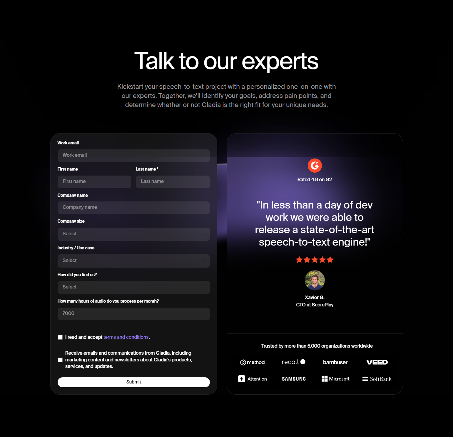 Contact Sales @Gladia