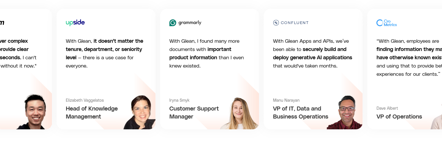 Testimonials Section @Glean