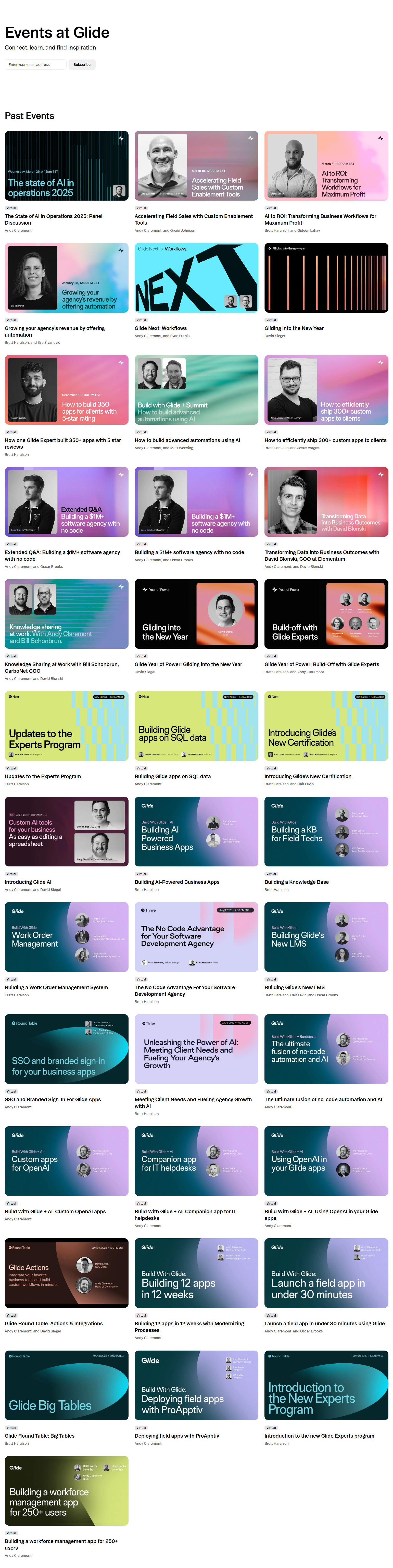 Events / Webinars @Glide