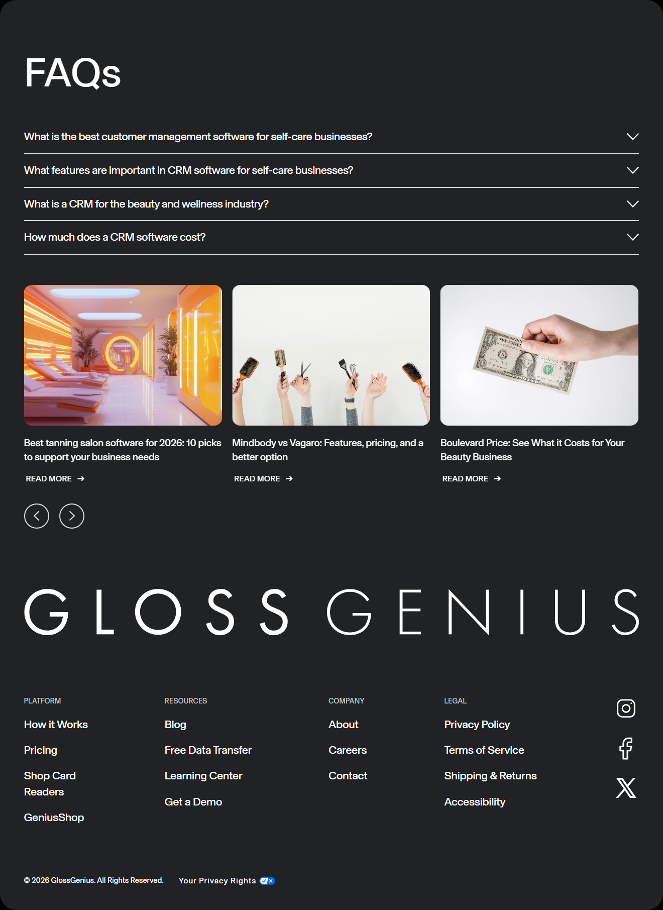 Footer @GlossGenius