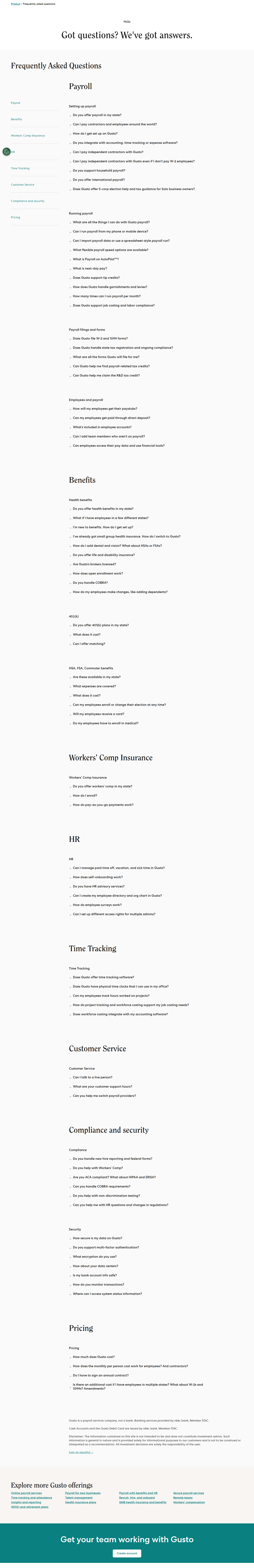 FAQ @Gusto
