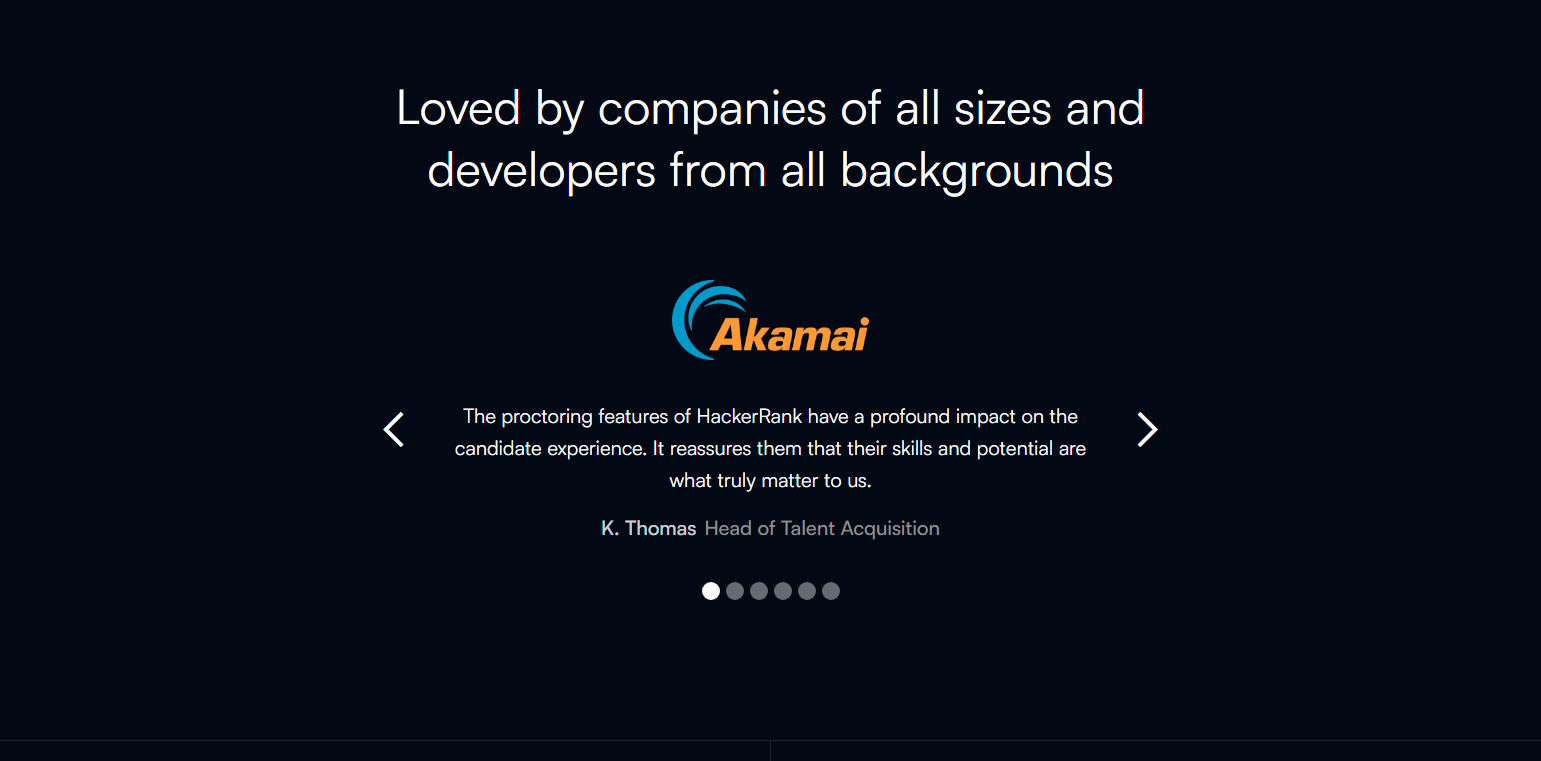 Testimonials Section @HackerRank