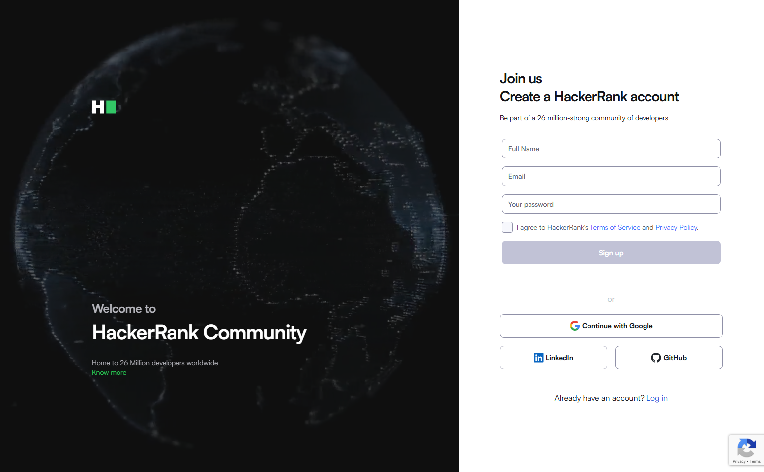 Signup @HackerRank