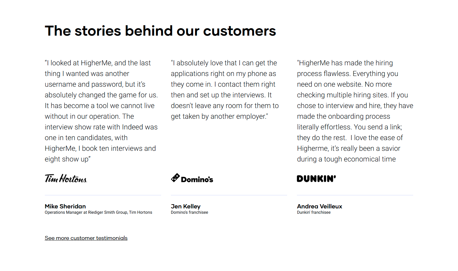 Testimonials Section @HigherMe