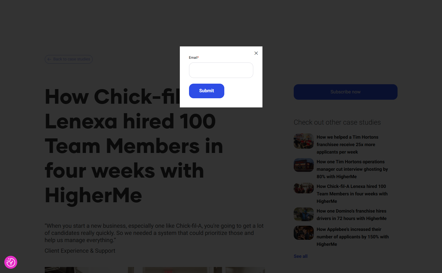 Newsletter Signup @HigherMe