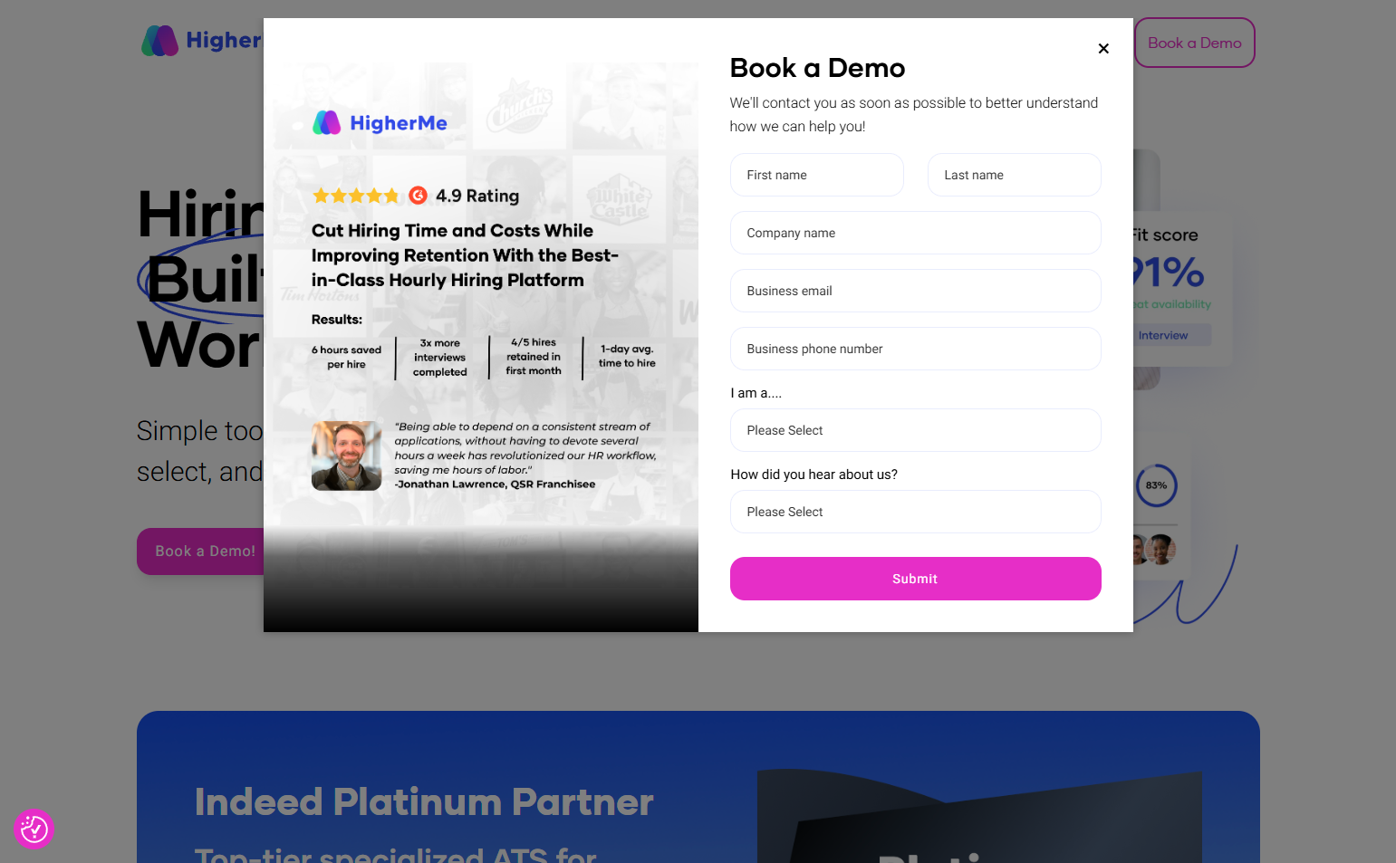 Contact Sales @HigherMe