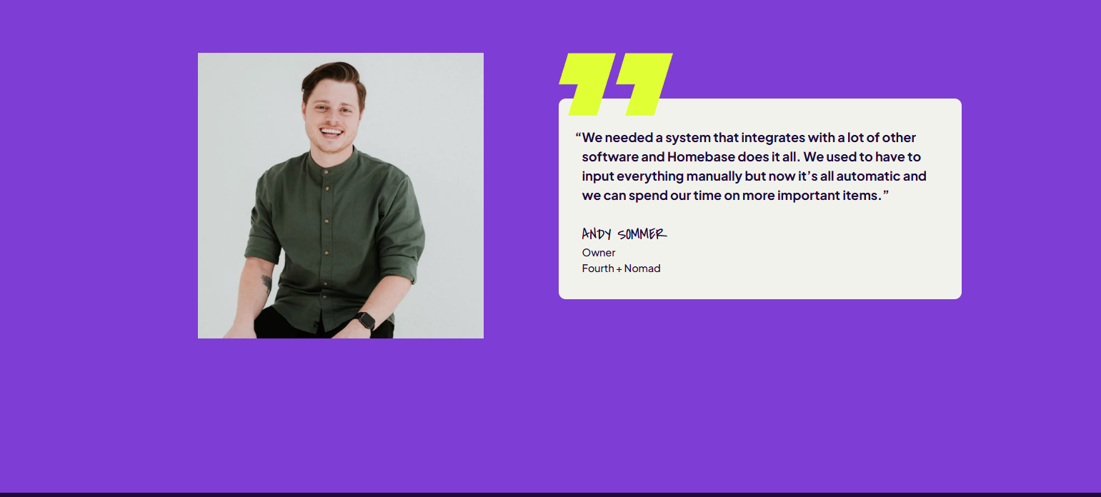 Testimonials Section @Homebase