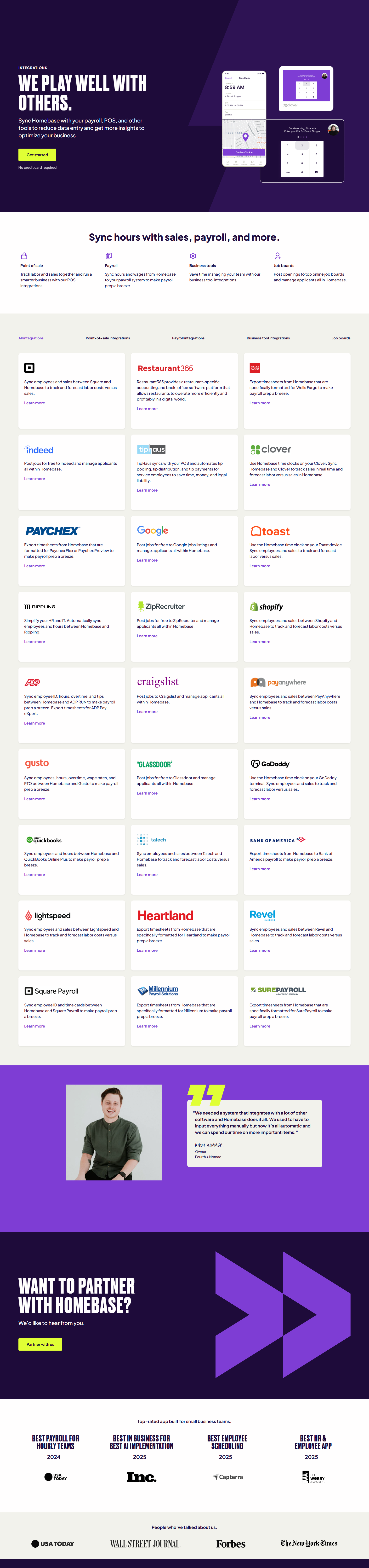 Integrations @Homebase