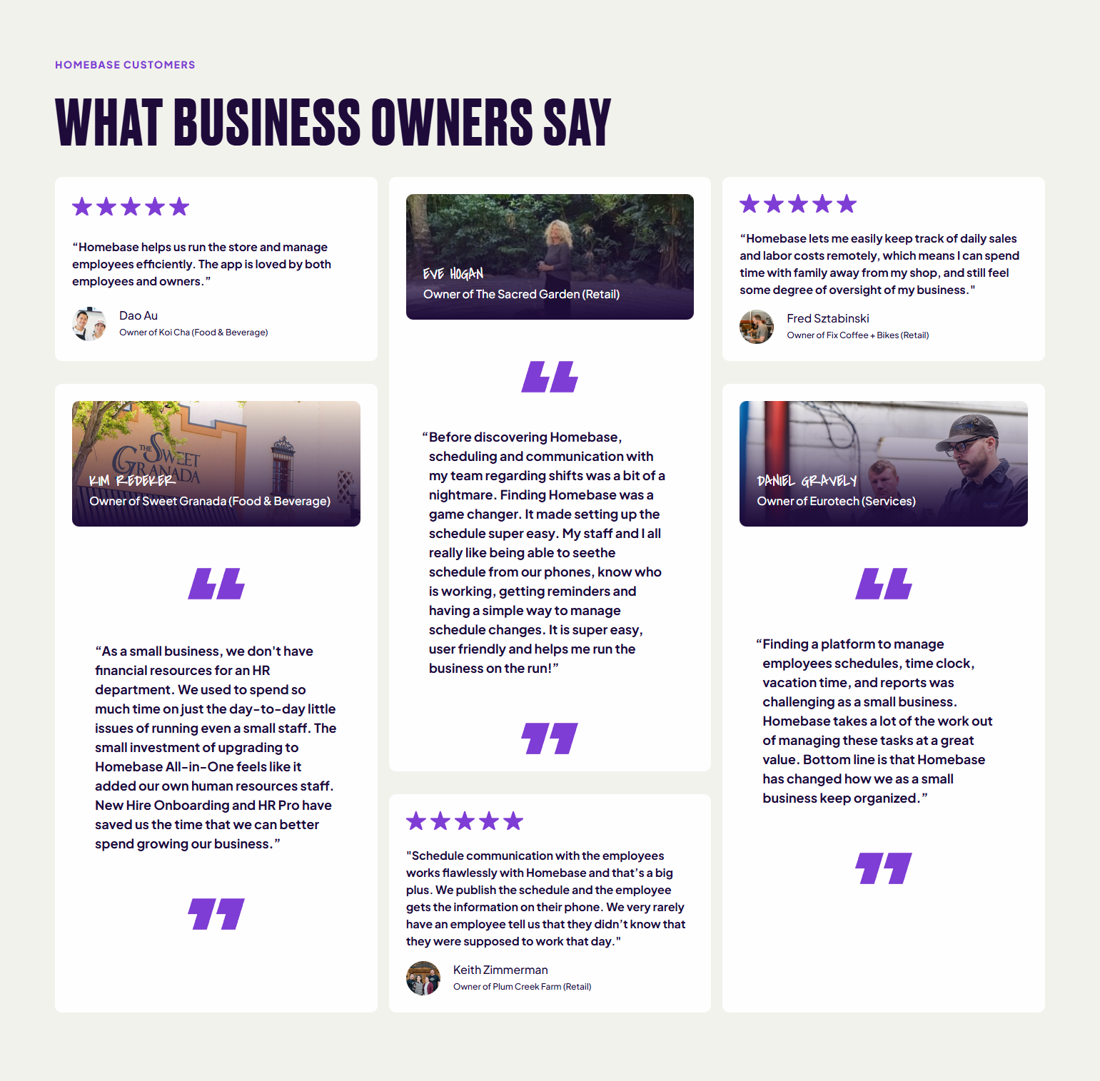 Testimonials Section @Homebase