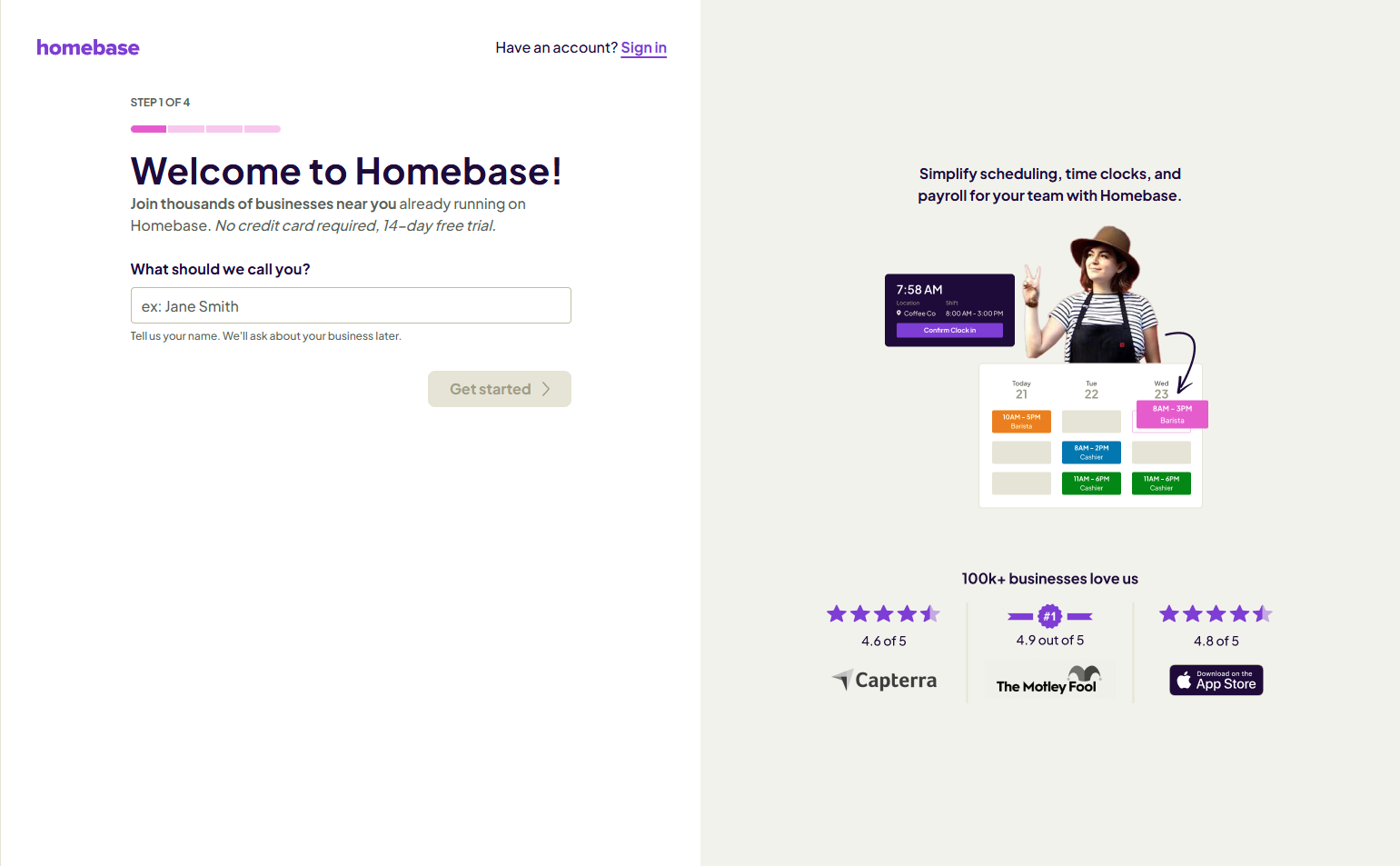 Signup @Homebase