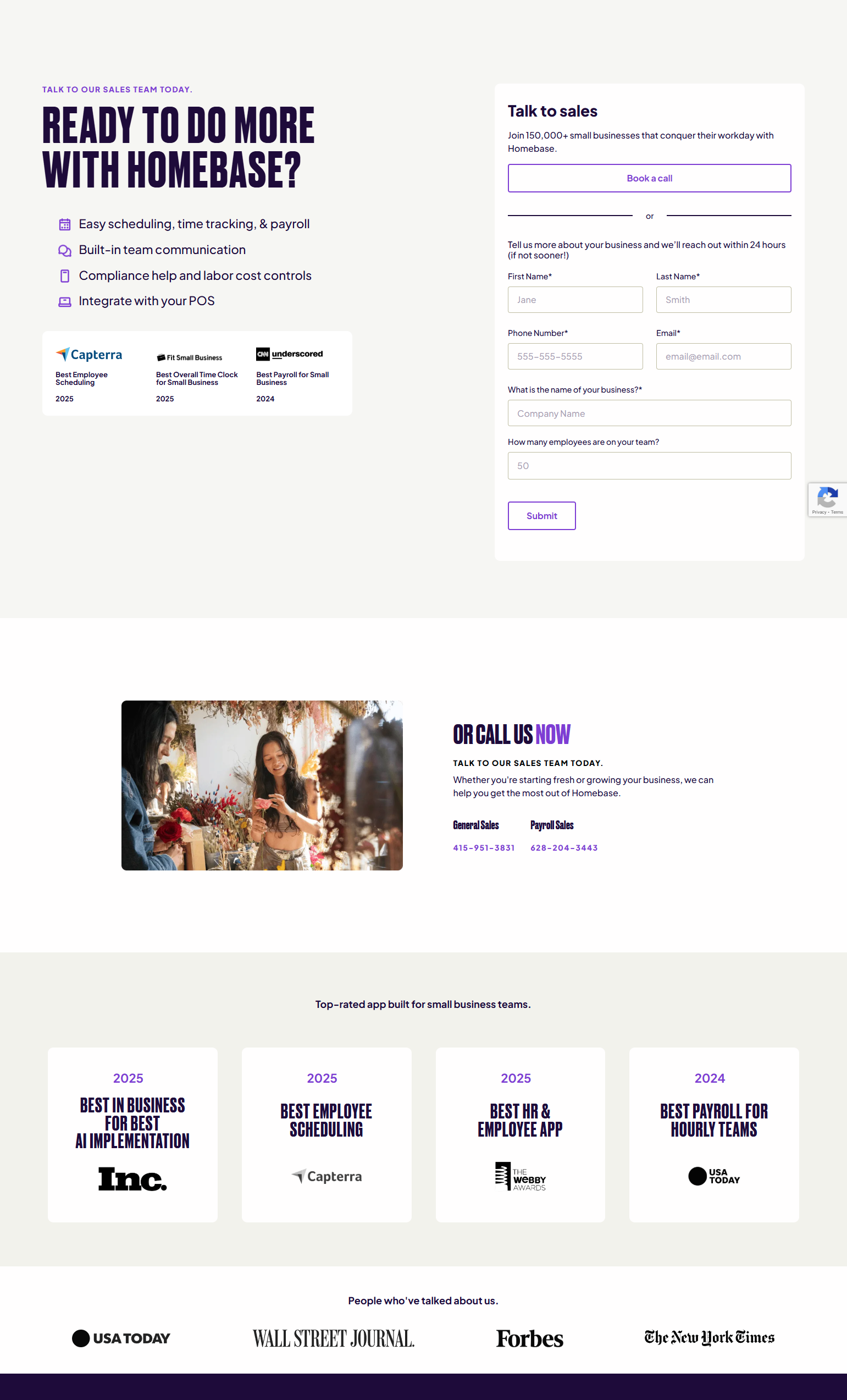 Contact Sales @Homebase