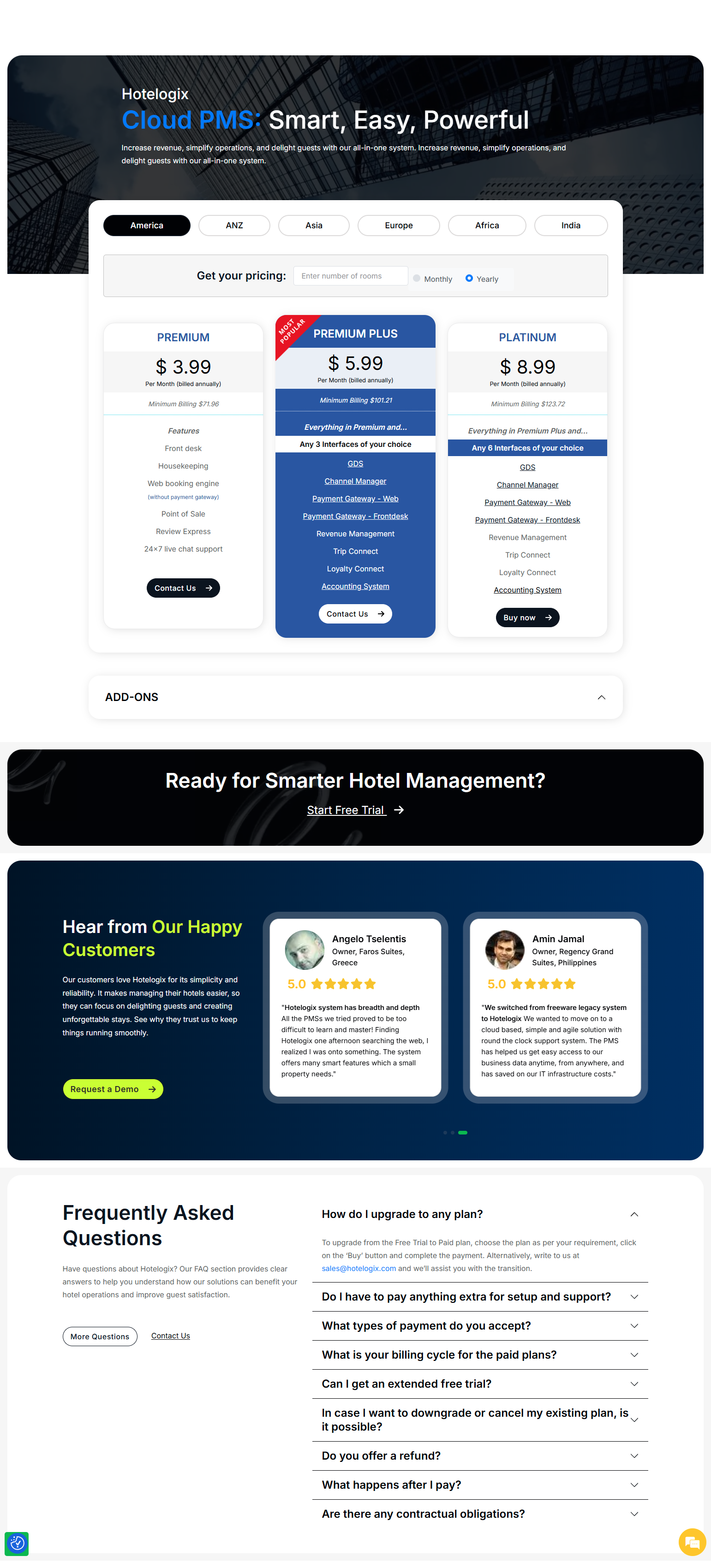 Pricing Page @Hotelogix