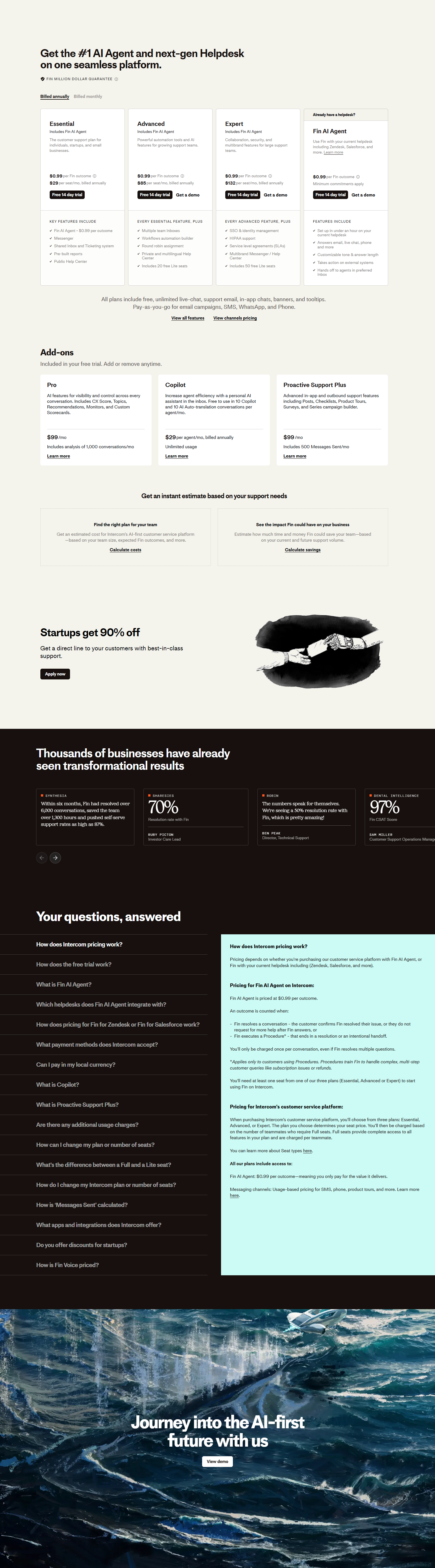 Pricing Page @Intercom