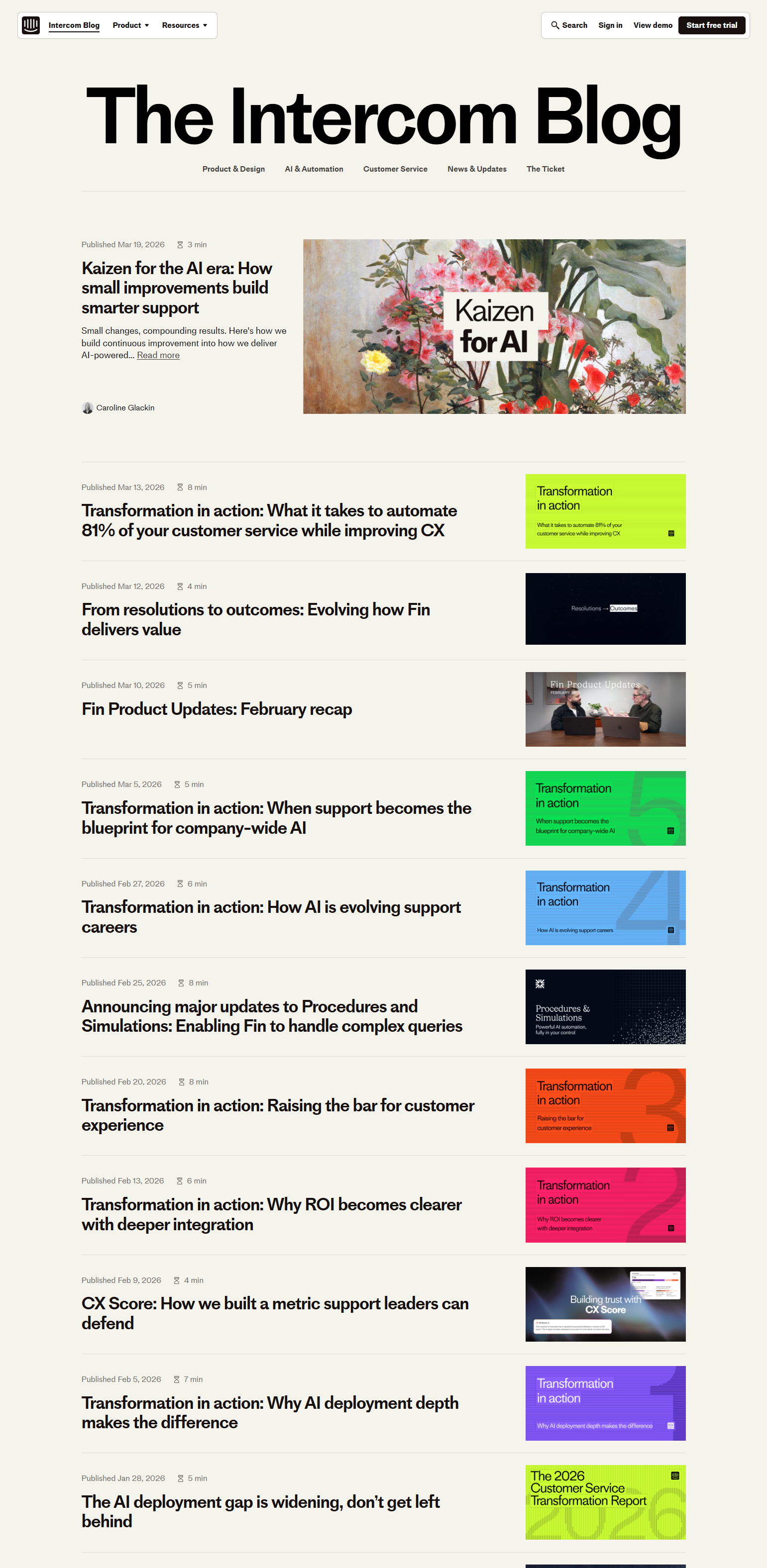 Blog Index @Intercom